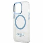 Guess GUHMP13XHTRMB Blue Metal Outline Magsafe Kryt iPhone 13 Pro Max