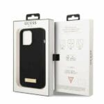 Guess GUHMP13XSPLK Black Silicone Logo Plate MagSafe Kryt iPhone 13 Pro Max