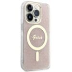 Guess GUHMP14LH4STP Pink Hardcase 4G MagSafe Kryt iPhone 14 Pro