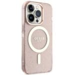 Guess GUHMP14LHCMCGP Pink Hardcase Glitter Gold MagSafe Kryt iPhone 14 Pro