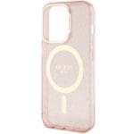 Guess GUHMP14LHCMCGP Pink Hardcase Glitter Gold MagSafe Kryt iPhone 14 Pro