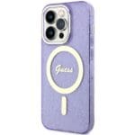 Guess GUHMP14LHCMCGU Purple Hardcase Glitter Gold MagSafe Kryt iPhone 14 Pro