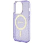 Guess GUHMP14LHCMCGU Purple Hardcase Glitter Gold MagSafe Kryt iPhone 14 Pro