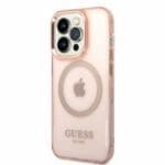 Guess GUHMP14LHTCMP Pink Gold Outline Translucent MagSafe Kryt iPhone 14 Pro