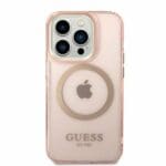 Guess GUHMP14LHTCMP Pink Gold Outline Translucent MagSafe Kryt iPhone 14 Pro