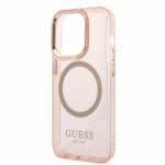 Guess GUHMP14LHTCMP Pink Gold Outline Translucent MagSafe Kryt iPhone 14 Pro