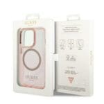 Guess GUHMP14LHTCMP Pink Gold Outline Translucent MagSafe Kryt iPhone 14 Pro