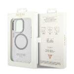 Guess GUHMP14LHTRMS Silver Metal Outline Magsafe Kryt iPhone 14 Pro