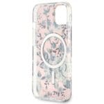 Guess GUHMP14MHCFWSP Pink Hardcase Flower MagSafe Kryt iPhone 14 Plus