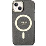 Guess GUHMP14MHCMCGK Black Hardcase Glitter Gold MagSafe Kryt iPhone 14 Plus