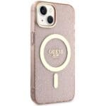 Guess GUHMP14MHCMCGP Pink Hardcase Glitter Gold MagSafe Kryt iPhone 14 Plus