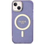 Guess GUHMP14MHCMCGU Purple Hardcase Glitter Gold MagSafe Kryt iPhone 14 Plus