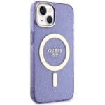 Guess GUHMP14MHCMCGU Purple Hardcase Glitter Gold MagSafe Kryt iPhone 14 Plus