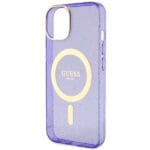 Guess GUHMP14MHCMCGU Purple Hardcase Glitter Gold MagSafe Kryt iPhone 14 Plus