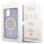 Guess GUHMP14MHCMCGU Purple Hardcase Glitter Gold MagSafe Kryt iPhone 14 Plus