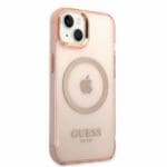 Guess GUHMP14MHTCMP Pink Gold Outline Translucent MagSafe Kryt iPhone 14 Plus