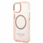 Guess GUHMP14MHTCMP Pink Gold Outline Translucent MagSafe Kryt iPhone 14 Plus