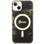 Guess GUHMP14MHTMRSK Black Hardcase Golden Marble MagSafe Kryt iPhone 14 Plus