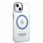 Guess GUHMP14MHTRMB Blue Metal Outline Magsafe Kryt iPhone 14 Plus