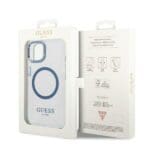Guess GUHMP14MHTRMB Blue Metal Outline Magsafe Kryt iPhone 14 Plus