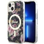 Guess GUHMP14SHCFWSK Black Hardcase Flower MagSafe Kryt iPhone 14