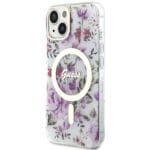 Guess GUHMP14SHCFWST Transparent Hardcase Flower MagSafe Kryt iPhone 14
