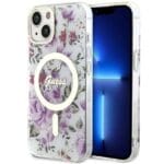 Guess GUHMP14SHCFWST Transparent Hardcase Flower MagSafe Kryt iPhone 14