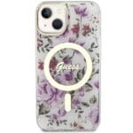 Guess GUHMP14SHCFWST Transparent Hardcase Flower MagSafe Kryt iPhone 14