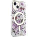 Guess GUHMP14SHCFWST Transparent Hardcase Flower MagSafe Kryt iPhone 14