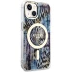 Guess GUHMP14SHLEOPWB Blue Hardcase Leopard MagSafe Kryt iPhone 14