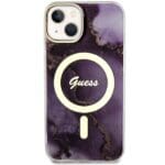Guess GUHMP14SHTMRSU Purple Hardcase Golden Marble MagSafe Kryt iPhone 14