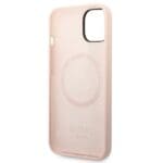 Guess GUHMP14SSBPLP Pink Hardcase Silicone Logo Plate MagSafe Kryt iPhone 14