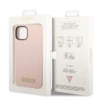 Guess GUHMP14SSBPLP Pink Hardcase Silicone Logo Plate MagSafe Kryt iPhone 14