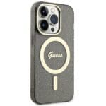 Guess GUHMP14XHCMCGK Black Hardcase Glitter Gold MagSafe Kryt iPhone 14 Pro Max