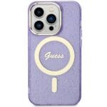 Guess GUHMP14XHCMCGU Purple Hardcase Glitter Gold MagSafe Kryt iPhone 14 Pro Max