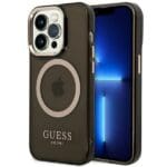 Guess GUHMP14XHTCMK Black Gold Outline Translucent MagSafe Kryt iPhone 14 Pro Max