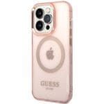 Guess GUHMP14XHTCMP Pink Gold Outline Translucent MagSafe Kryt iPhone 14 Pro Max