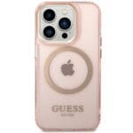 Guess GUHMP14XHTCMP Pink Gold Outline Translucent MagSafe Kryt iPhone 14 Pro Max