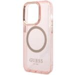 Guess GUHMP14XHTCMP Pink Gold Outline Translucent MagSafe Kryt iPhone 14 Pro Max