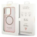 Guess GUHMP14XHTCMP Pink Gold Outline Translucent MagSafe Kryt iPhone 14 Pro Max