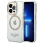 Guess GUHMP14XHTRMD Gold Metal Outline Magsafe Kryt iPhone 14 Pro Max
