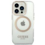 Guess GUHMP14XHTRMD Gold Metal Outline Magsafe Kryt iPhone 14 Pro Max