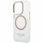 Guess GUHMP14XHTRMD Gold Metal Outline Magsafe Kryt iPhone 14 Pro Max