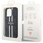 Guess GUHMP14XP4RPSK Black Hardcase 4G Printed Stripes MagSafe Kryt iPhone 14 Pro Max