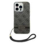 Guess GUOHCP14LH4STK Black 4G Print Strap Kryt iPhone 14 Pro