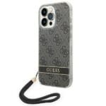 Guess GUOHCP14LH4STK Black 4G Print Strap Kryt iPhone 14 Pro