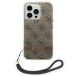 Guess GUOHCP14LH4STW Brown 4G Print Strap Kryt iPhone 14 Pro