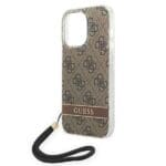 Guess GUOHCP14LH4STW Brown 4G Print Strap Kryt iPhone 14 Pro