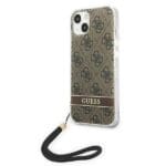 Guess GUOHCP14MH4STW Brown 4G Print Strap Kryt iPhone 14 Plus