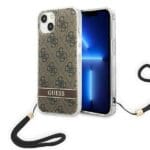 Guess GUOHCP14MH4STW Brown 4G Print Strap Kryt iPhone 14 Plus